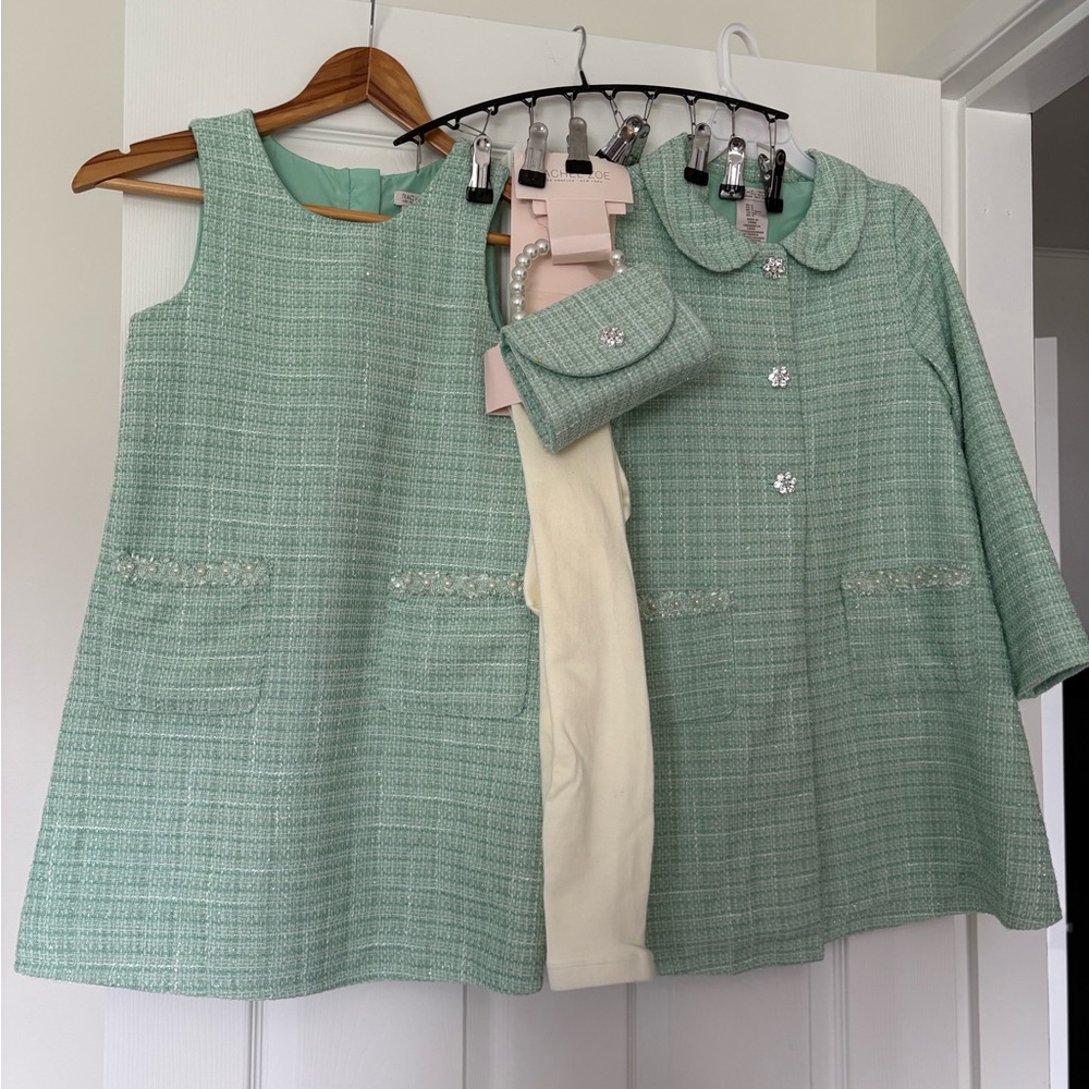 NWT Rachel Zoe Girls size 8 Matching Tweed Jackets, dress, purse and legging